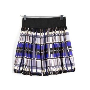 Bedo Femme Y2K mini skirt geometric print rubber waistband tulip pleated techno